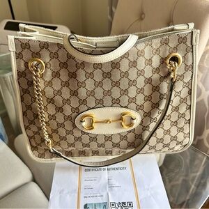 With COA: Excellent Gucci Horsebit Tote